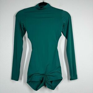 Weissman Elite Green Contemporary Dance Leotard Lace Up Back Biketard LC MT10070